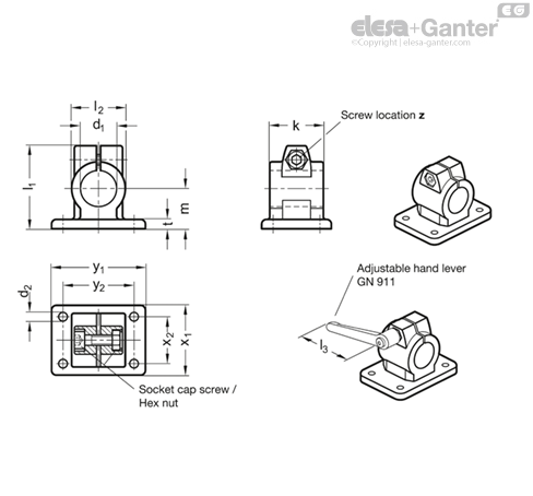 GN 146 Flanged Connector Clamps | Elesa+Ganter
